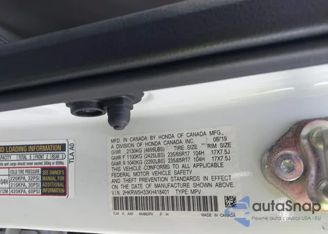 2019 Honda Cr-V Lx из США, поврежденный, VIN 2HKRW5H33KH418401